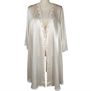 Vintage Wacoal Satin Robe, Ivory,  Medium